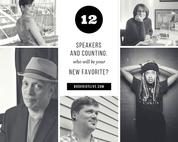 collage with speaker photos and the text: 12 speakers and counting. Who will be your new favorite?