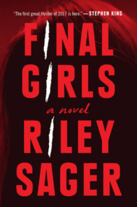 Final Girls book cover: black background with red lettering and the i in each word is a white slash