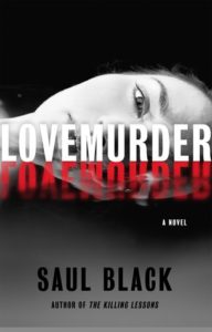 Lovemurder cover image: black and white with woman's face horizontally submered in water.