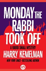 Monday the Rabbi Took Off cover image: purple and red graphic image outline of the top of a temple and fire flames