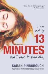13 Minutes cover image: light purple background with a teen girl's face from nose up and eyes shut