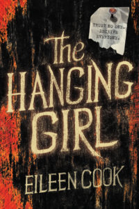 The Hanging Girl cover image: red and black with title and a pinned note that reads "trust no one deceive everyone"