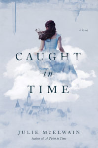 cover image: Washington DC flipped upside as the skyline a british castle at the bottom and a woman in a blue Victorian dress running away in a white cloud in the center all washed in a light blue color