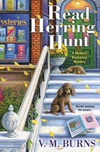 cover image: painting of poodle sitting on steps in front of a bookshop