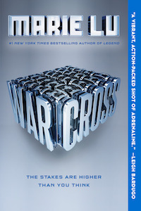 A steel gray and blue cover with a 3D version of WARCROSS in the center