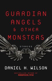 a pair of mechanical metal wings against a black background with the title in a red font