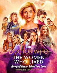 an illustration of female characters from Doctor Who, with the Thirteenth Doctor centered