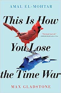 cover image showing a slightly pixelated red cardinal is mirrored by a blue bird with a white stomach; both are against a light blue background