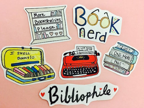 pack fo 6 stickers for bibliophiles