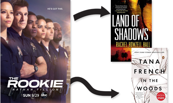 The Rookie poster Land of Shadows and In the Woods cover images