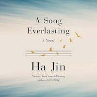 A graphic of the cover A Song Everlasting which features an off white and light blue