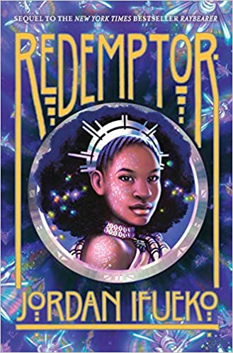 cover of Redemptor (Raybearer by Jordan Ifueko, featuring a head and shoulders illustration of a young Black woman wearing a spiky silver crown