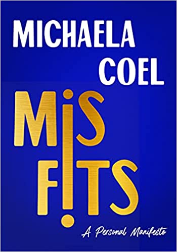 cover of Misfits: A Personal Manifesto by Michaela Coel, blue with white and gold font