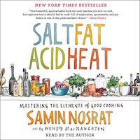 A graphic of the cover of Salt Fat Acid Heat