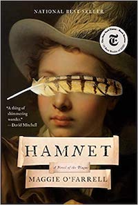 a graphic of the cover of Hamnet by Maggie O’Farrell
