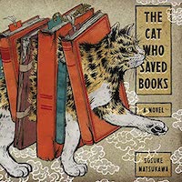 A graphic of the cover of The Cat Who Saved Books