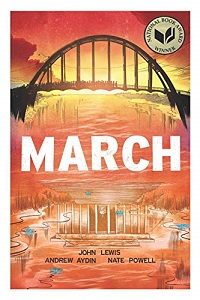Book cover of March Trilogy by Congressman John Lewis, Andrew Aydin, and Nate Powell