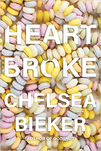 cover of Heartbroke by Chelsea Bieker; picture of piles of candy necklaces