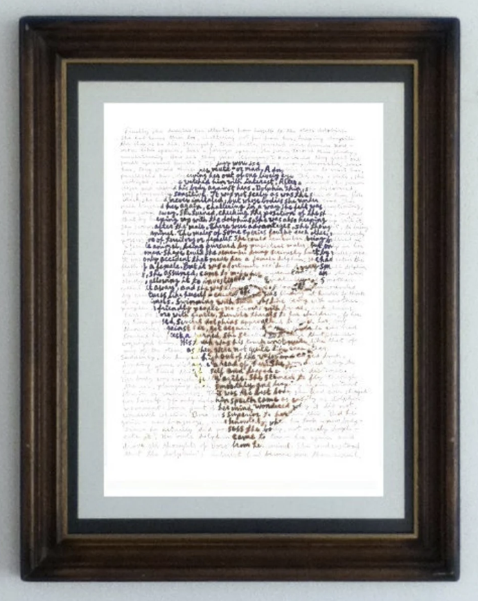 an illustration of Octavia Butler in the form of different colored lines in a block of text