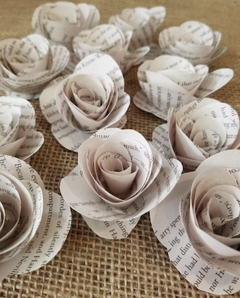 paper roses made from fantasy novels