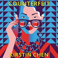 A graphic of the. over of Counterfeit by Kirstin Chen