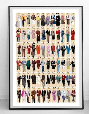 art print poster of Jessica Fletcher's outfits on Murder She Wrote