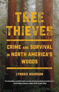 A graphic of the cover of Tree Thieves: Crime and Survival in North America's Woods by Lyndsie Bourgon