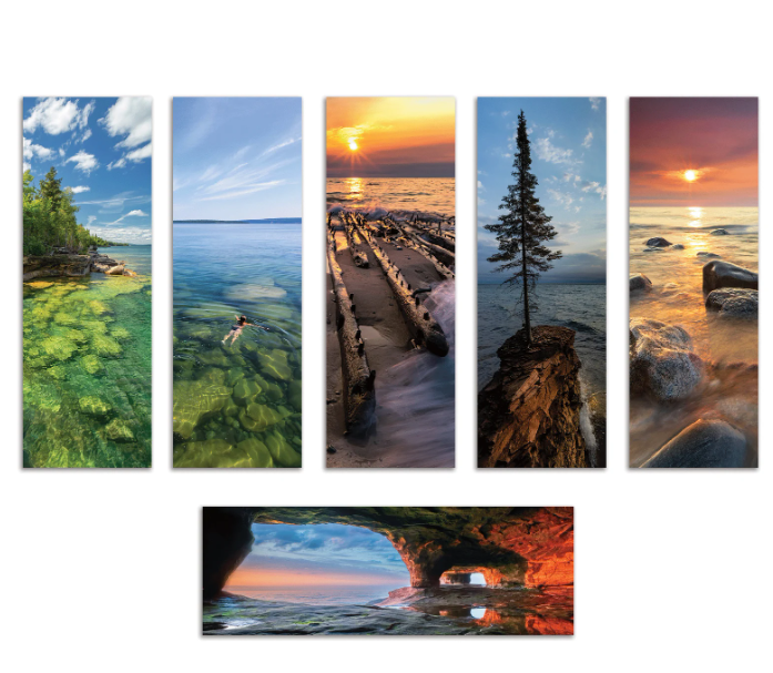 six bookmarks showing photos from Lake Superior