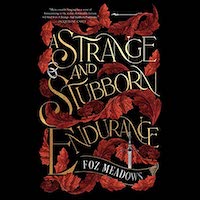 A graphic of the cover of A Strange and Stubborn Endurance by Foz Meadows
