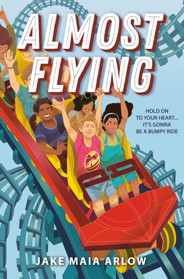 the cover of Almost Flying, showing girls on a rollercoaster
