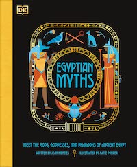 A graphic of the cover of Egyptian Myths by Jean Menzies