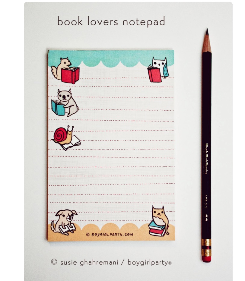 Image of a cute notepad with animals reading books