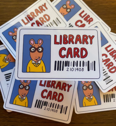 Arthur Library Card from Etsy: https://www.etsy.com/listing/984492521/library-card-sticker-arthur-inspired