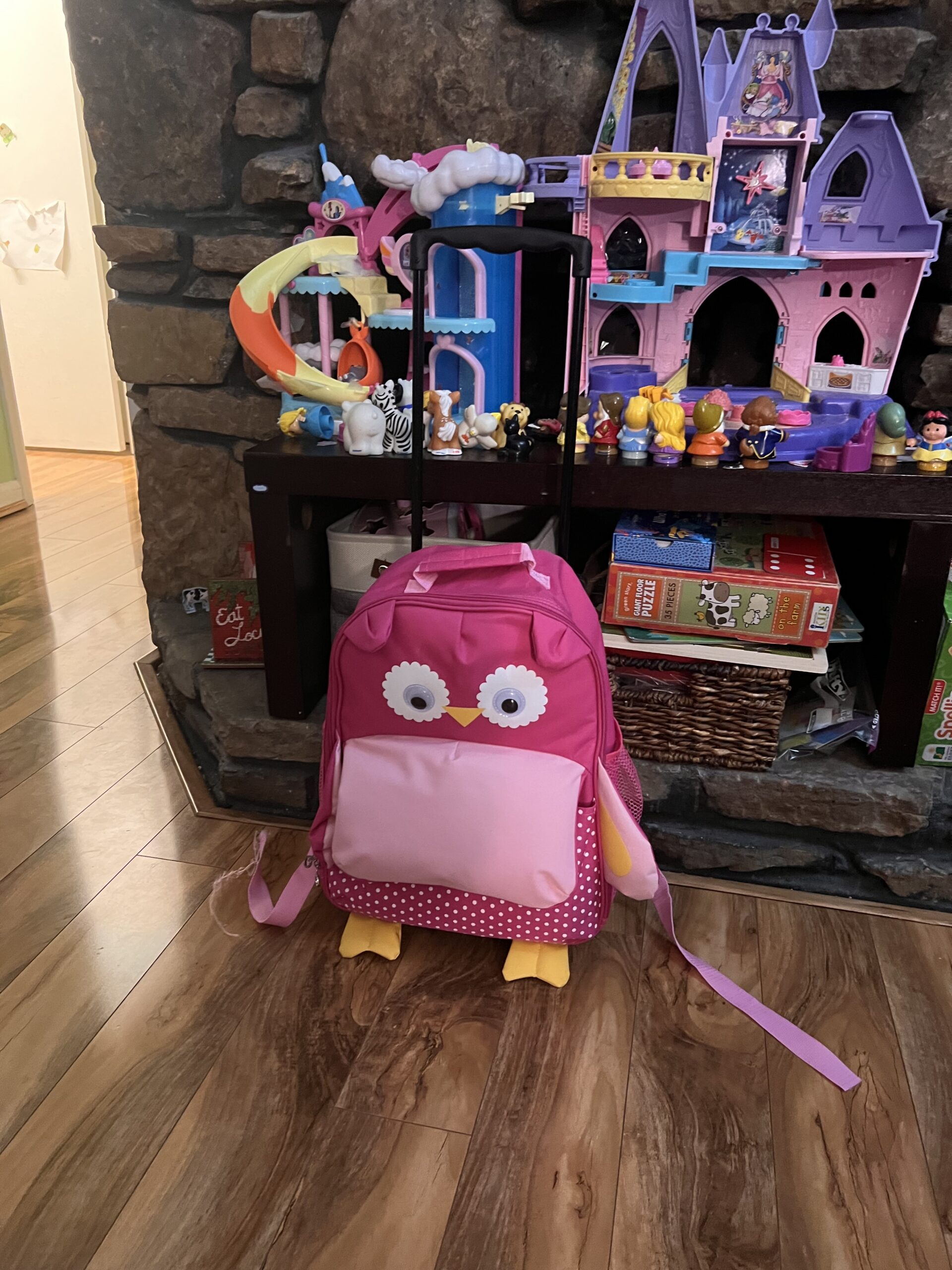 A children's owl suitcase, the kids are all right