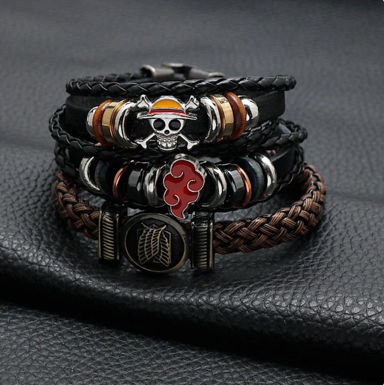 Bracelets featuring anime logos