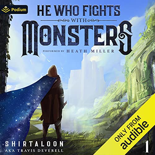 A graphic of the cover of he who fight with monsters