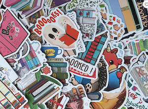 tons of stickers that are all bookish or about reading