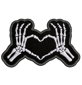 skeleton heart hands patch