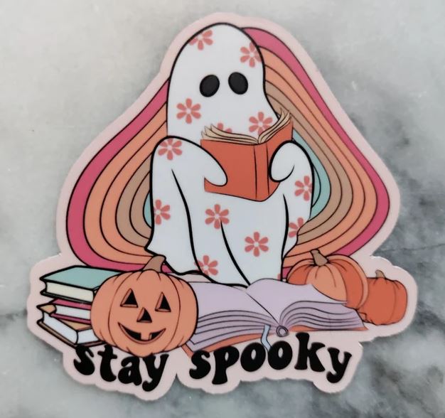Stay Spooky Bookish Ghost Sticker by MileLongTBRBoutique