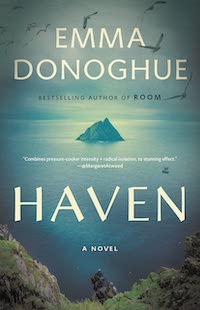 A graphic of the cover of Haven by Emma Donoghue