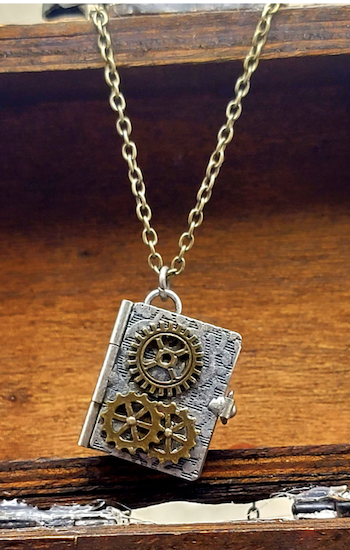 Steampunk book pendant