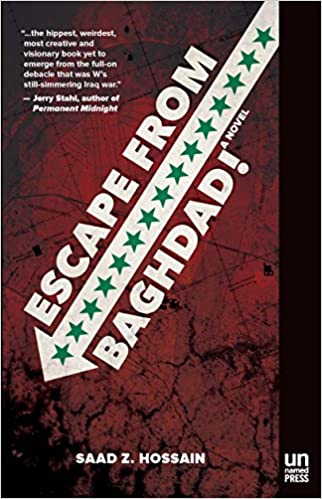 cover of Escape from Baghdad! by Saad Z. Hossain; brown dirt behind the font