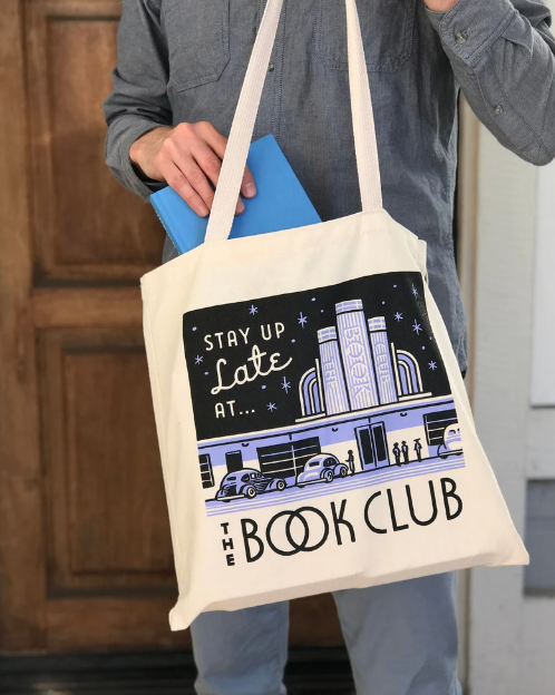 book club tote with an Art Deco design