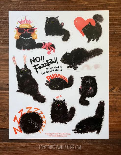 Fuzzball Vinyl Stickers by Isabella Kung