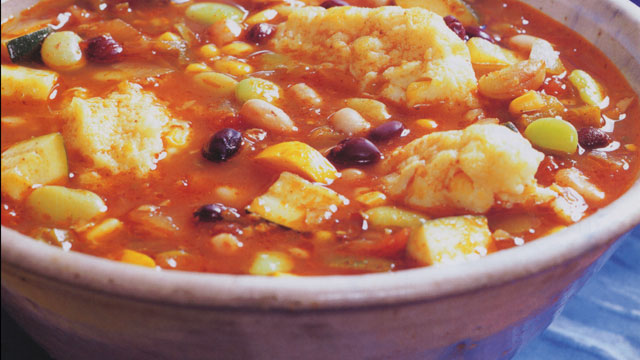 Three Sisters Stew with Corn Dumplings