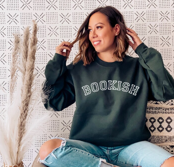 Green Bookish Varsity Sweatshirt from Etsy