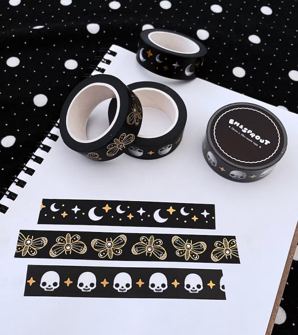 deaths head moth foil washi tape by em and sprout