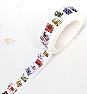 washi tape with graphic illustrated books in different colors