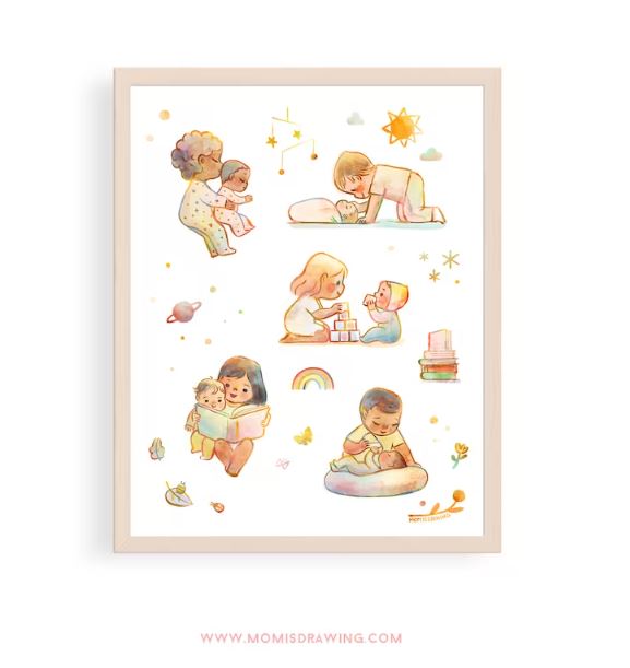 Sibling Love Print by Momisdrawing