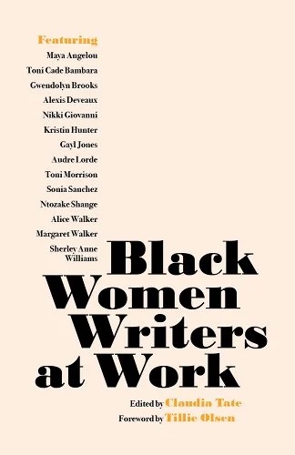 a graphic of the cover of Black Women Writers at Work by Claudia Tate